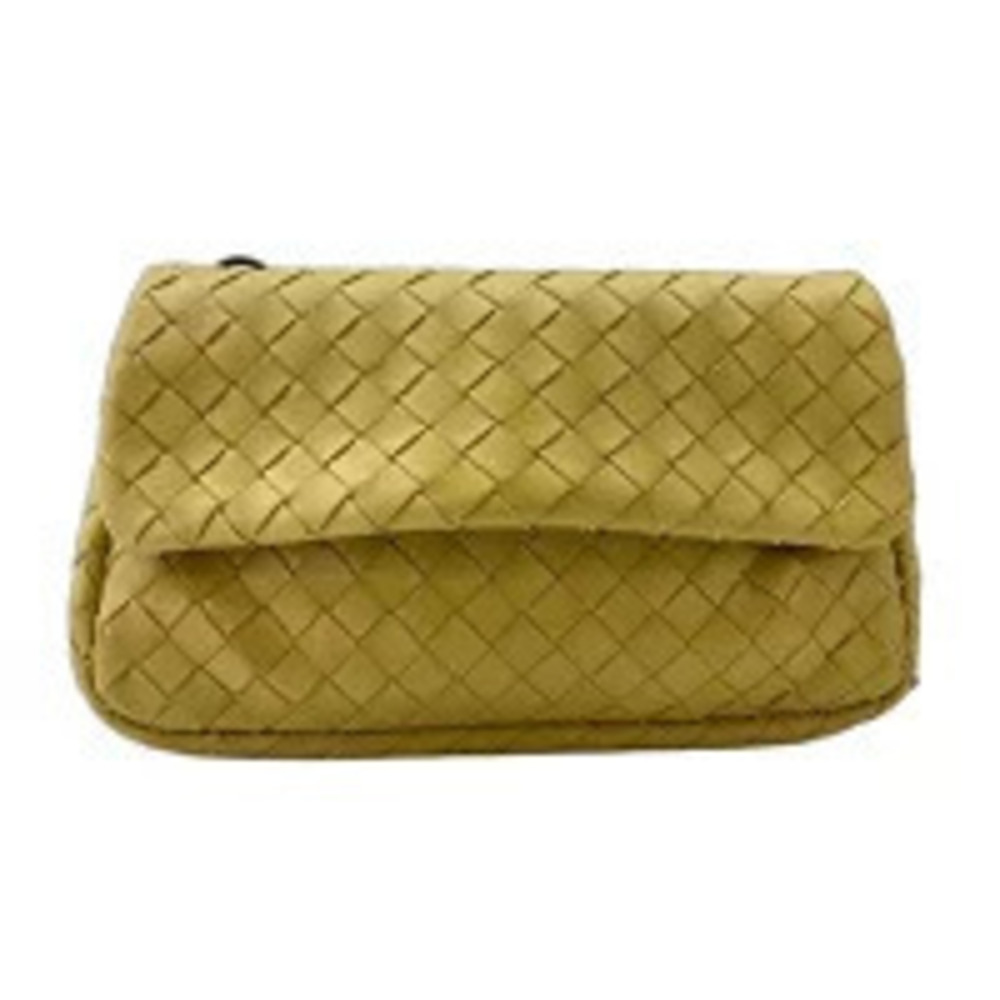 Bottega Veneta Leather Intrecciato Shoulder Bag Yellow